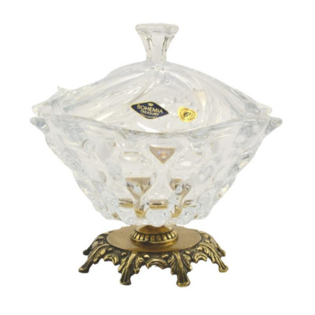 Bomboniera kryształ +mosiądz 18cm BSA/BO